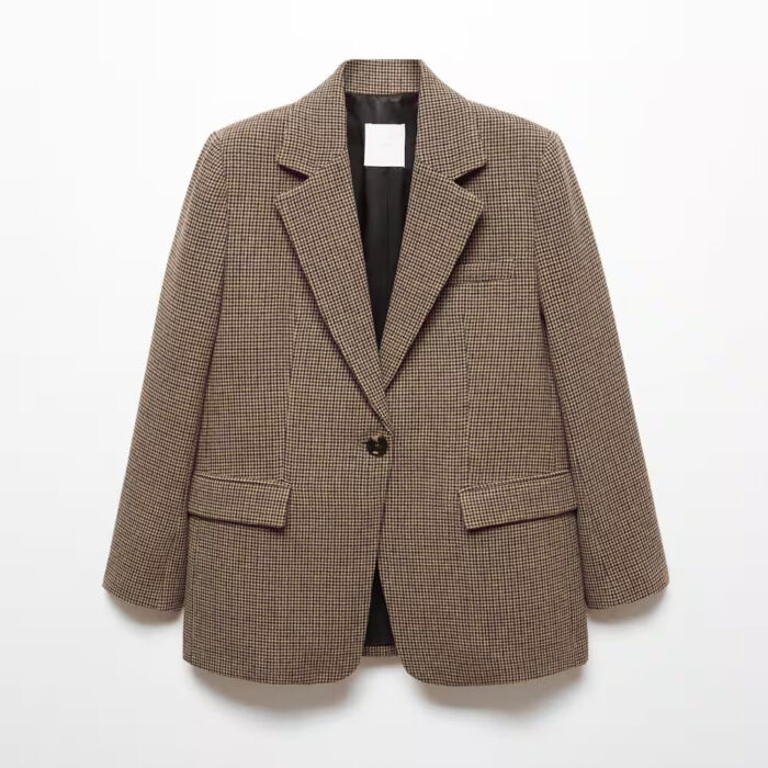 Lapels Houndstooth suit blazer